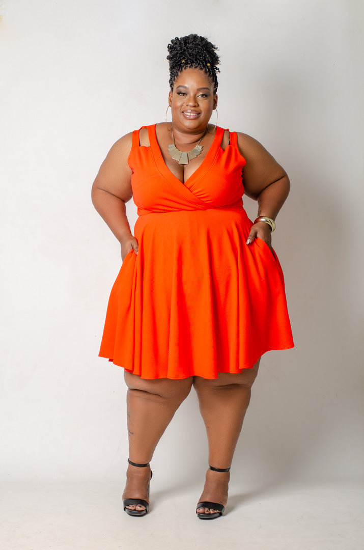 Citrus Crush Skater Dress - Orange