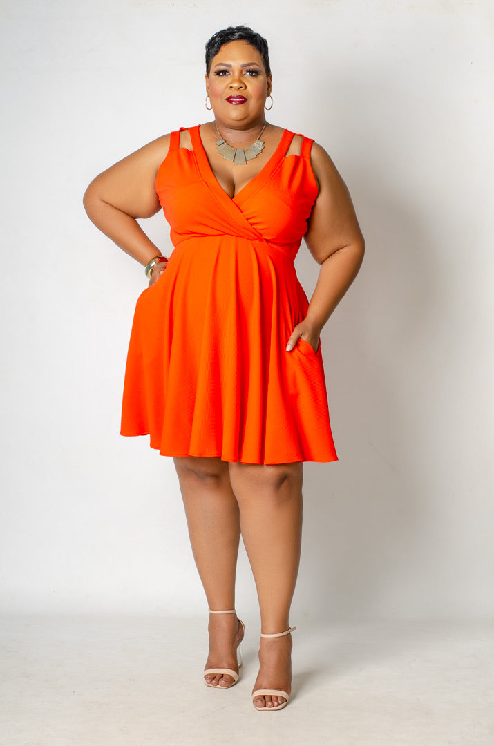 Citrus Crush Skater Dress - Orange