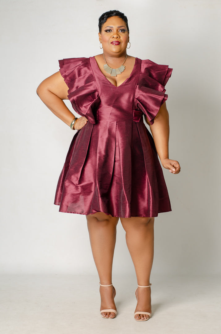 Spark Flare Dress - Dark Burgundy