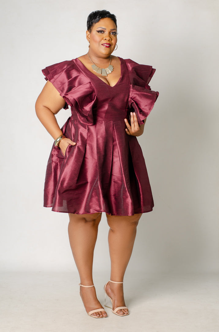 Spark Flare Dress - Dark Burgundy