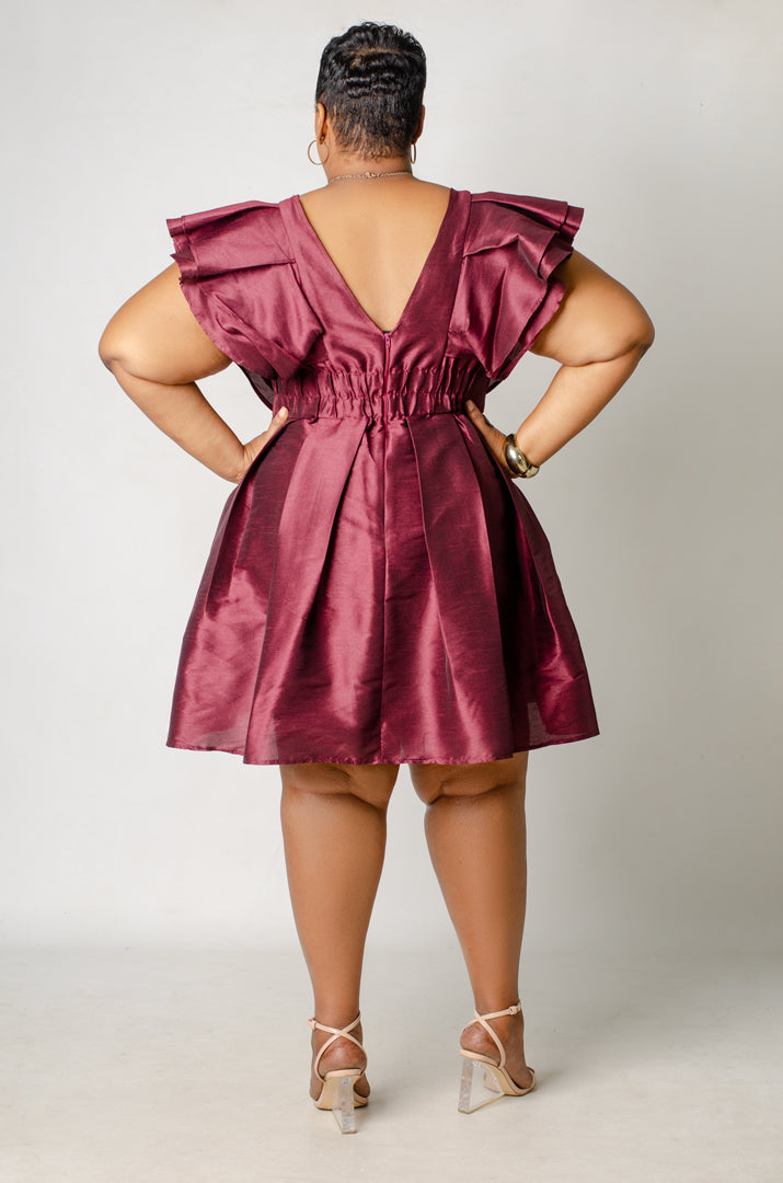 Spark Flare Dress - Dark Burgundy