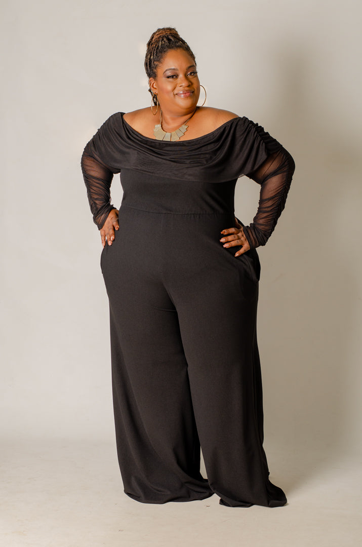 Celeste OTS Mesh Jumpsuit - Black