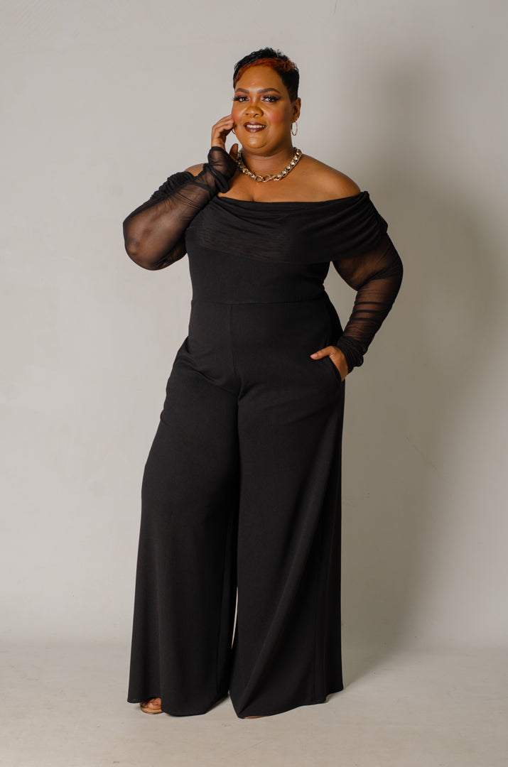 Celeste OTS Mesh Jumpsuit - Black