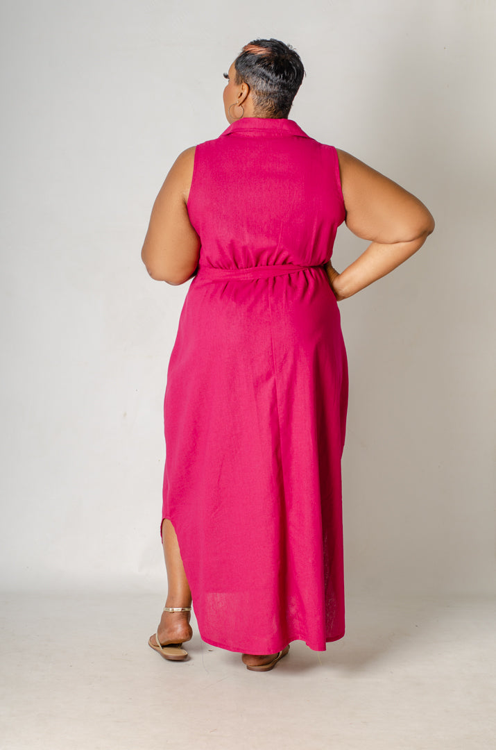 Utility Chic Maxi Dress - Magenta