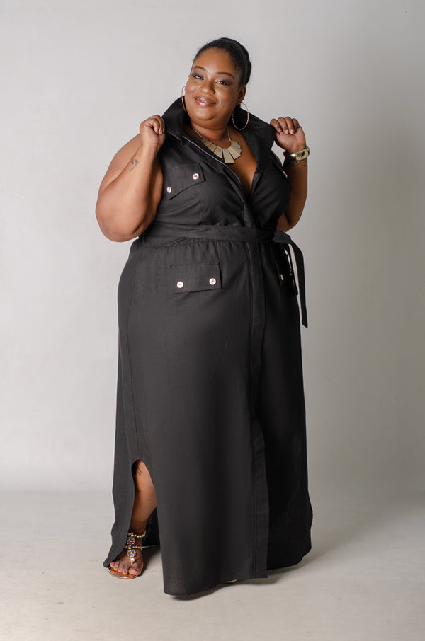 Utility Chic Maxi Dress - Black