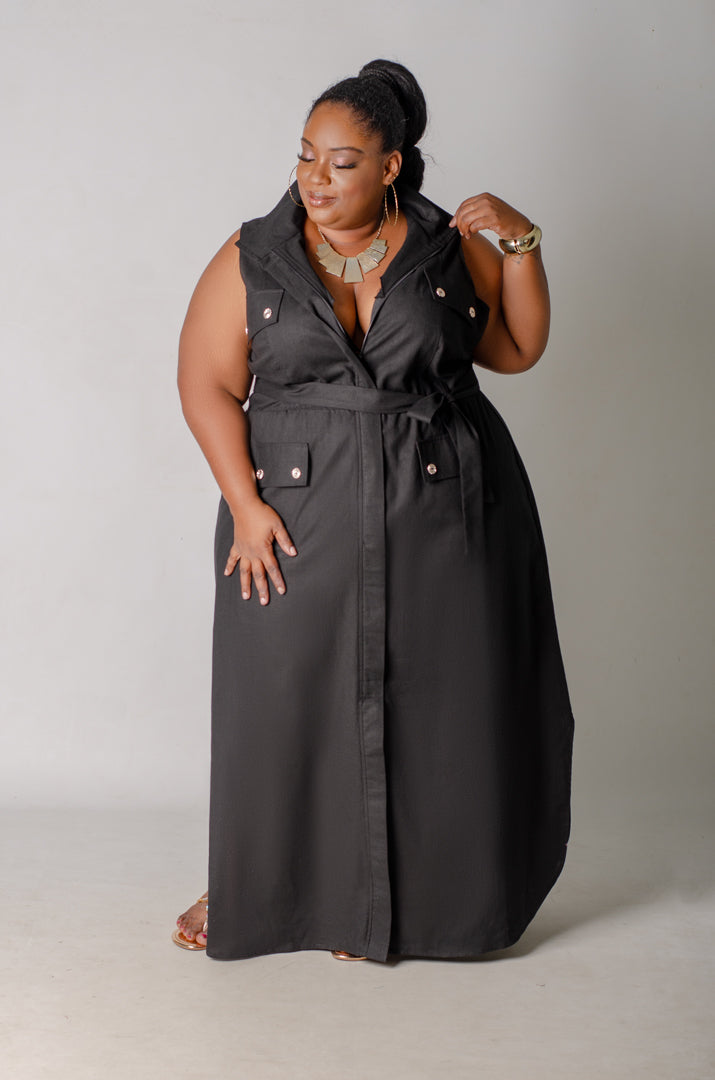 Utility Chic Maxi Dress - Black