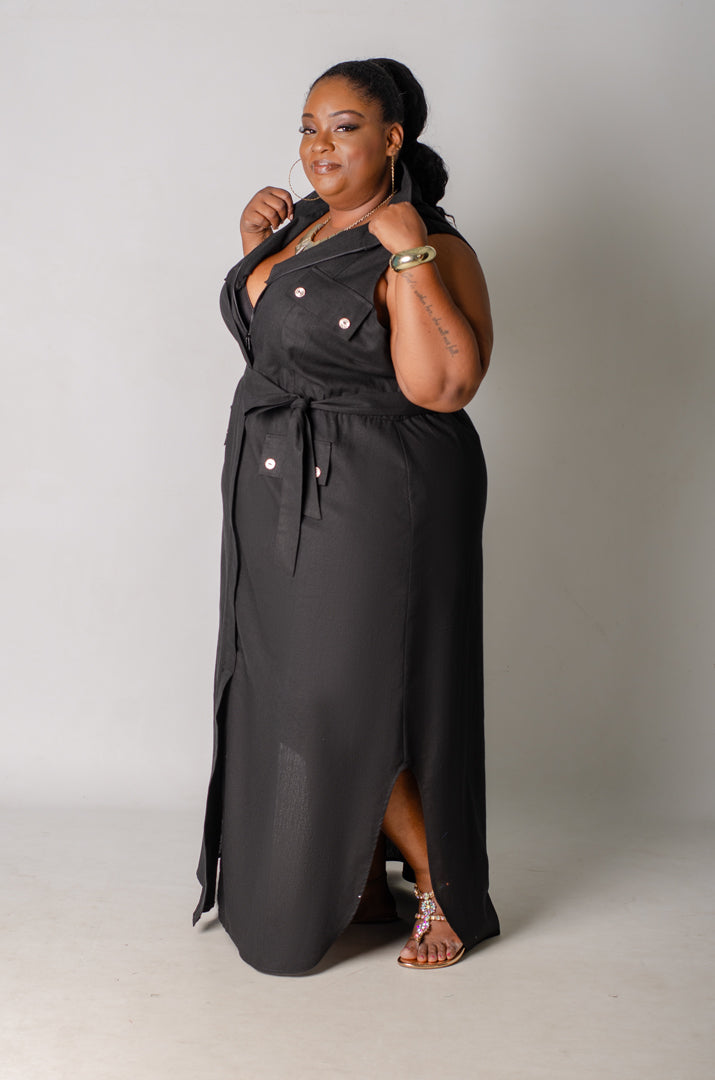 Utility Chic Maxi Dress - Black