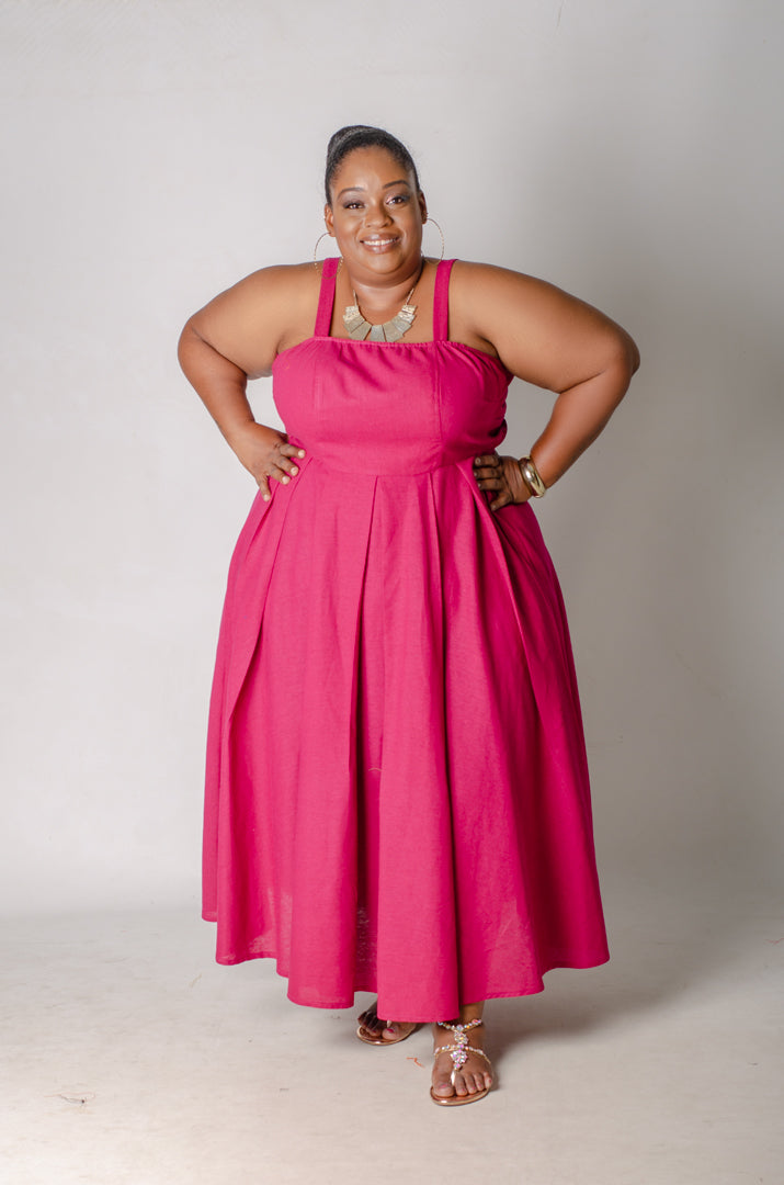 Back Story Midi Dress - Magenta