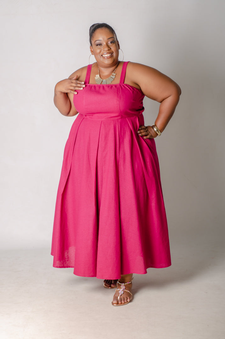 Back Story Midi Dress - Magenta