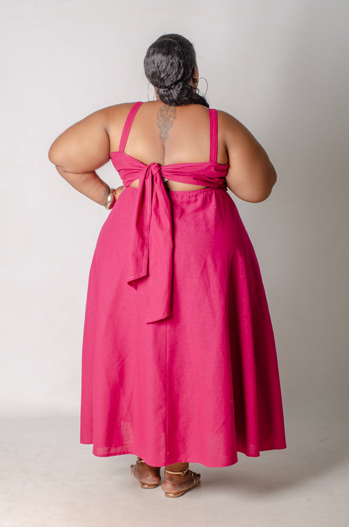 Back Story Midi Dress - Magenta