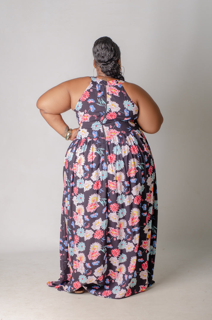 Sprung Halter Maxi Dress
