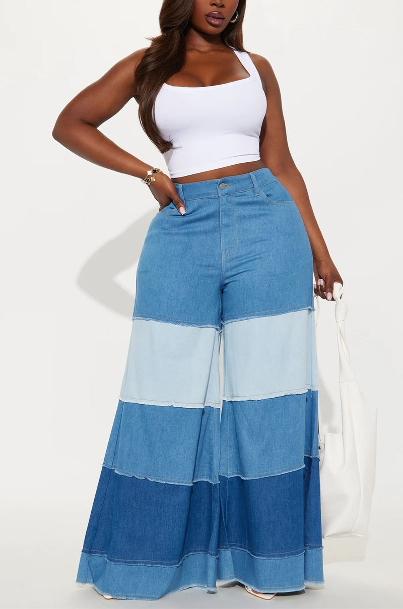 Shades of Blue Wide Leg Jeans