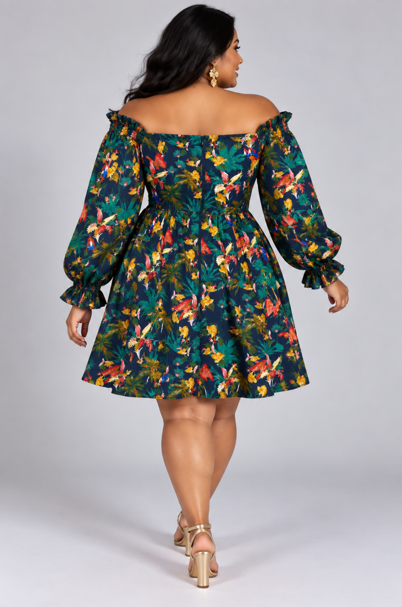 After Hours Mini Dress - Tropical Print
