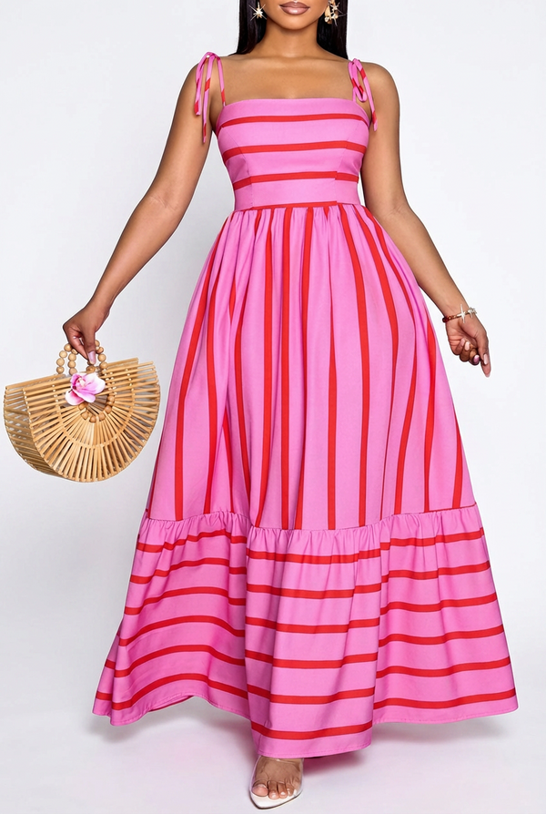 Bon Bon Stripe Maxi Dress - Pink
